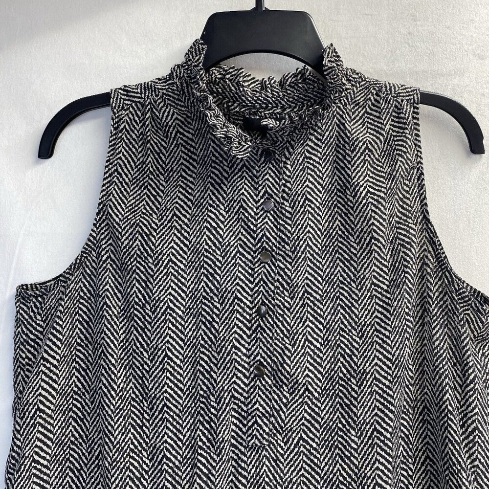 J. Crew Black and White Monochrome Pattern Sleeveless Blouse - Picture 15 of 16